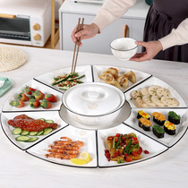 Bowl Dish Suit Home Creative Personality Eat Rice Bowl of Ceramic Dishes Dish Reunions Hot Pot Parquet Cutlery