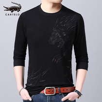 Caravan Crocodile necropolis male spring new mens long sleeve T-shirt business casual round collar printed blouses