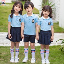 School uniform set Primary school student college style summer class clothes Custom t-shirt Childrens summer clothes Kindergarten garden clothes British style