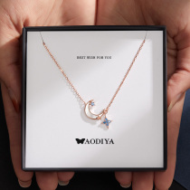 Moon Necklace Light Luxury Minor Women 2021 New Sterling Silver Star Chain Pendant Accessories Gift to Girlfriend