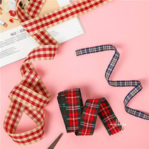  Fresh Christmas ribbon Small checkered ribbon Ribbon DIY accessories Gift packaging ribbon Gift packaging belt