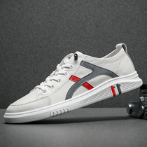 Europe Station 2022 Summer New Mens Shoes Leather Little White Shoes Men Casual Shoes Fashion Trends Collage Mens Board Shoes