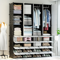 Simple wardrobe home economy bedroom rental room with modern simple storage multifunctional hanging plastic cloth wardrobe