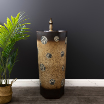 Ceramic home column type washbasin balcony toilet integrated floor-type column basin outdoor washbasin 10