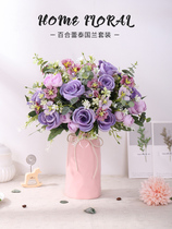 Simulation bouquet ornaments coffee table fake flower silk flower living room creative decoration table flower decoration plastic rose dried flower