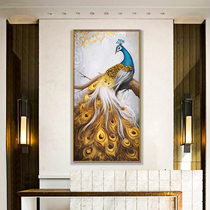 Hand-painted Oil Painting American Genguan Hung Painting New Chinese Corridor Aisle Decor Hotel Villa with large solid peacock