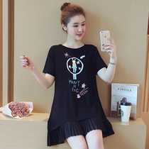 Micro fat sister belly dress age 2021 new fat mm plus size womens clothing hidden meat 200 Jin summer