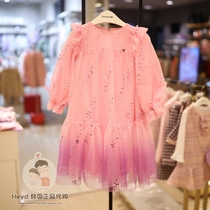 Direct mail French cat Korean cat childrens wear 21 autumn girls pink purple gauze dress DCO29