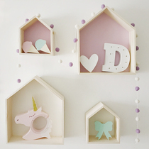 ins Nordic childrens house solid wood trim small house suit rack wall decoration containing shelf swing wall wall hanging