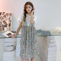 Maternity dress summer skirt out tide Hot Mom personality summer dress Net red fairy foreign style pregnant woman dress fake Two