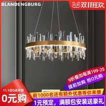 Nordic living room chandelier led modern simple crystal ring light luxury chandelier bedroom lighting Net red restaurant chandelier