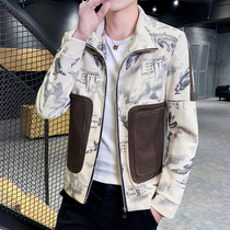 2021 new jacket mens spring and autumn Korean version of the trend jacket spring mens fashion brand handsome casual personality top clothes