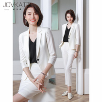 High-end President suit suit suit female summer fashion self-cultivation temperament seven-point sleeve professional wear host white-collar work clothes