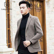 Autumn and winter short slim young mens wool suit Korean fashion cashmere-free double-sided coat suit