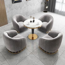 Business sales office in talks with table and chairs combine to receive Nordic light and luxurious modern rest area marble rock plate small round table