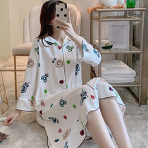 Sleeping Dress Woman Spring Autumn Season Pure Cotton Pyjamas Woman New Long Sleeve Cute Cartoon Student Long big code Home Residence Dress