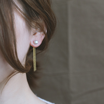 Silver home s925 sterling silver gilded tassel pearl earrings advanced sense 2021 New Tide style ear jewelry women