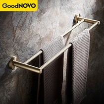 Brushed gold towel rack punch-free toilet bathroom nail-free gold 304 stainless steel towel bar single rod double rod
