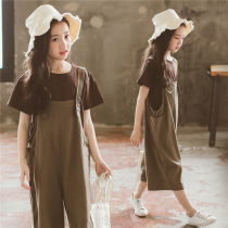 Girls 2021 New Korean version of the pants set in the big Children Fashion summer dress big childrens dress foreign style two-piece set