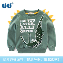 Foreign trade tail single 2021 autumn childrens clothing sweater pure cotton round neck long sleeve male baby clothes childrens tops INS