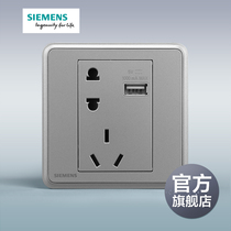 Siemens switch socket Lingyun series silver gray 10A5 five holes with USB socket panel official flagship store