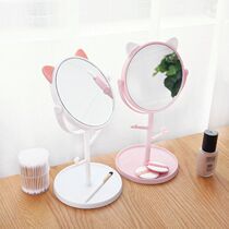 Mirror Makeup Mirror Wall-mounted Bathroom Mirror Suction Wall Cat Ears No Mark Mirror Wash Room Washroom Mirror Sticker Wall