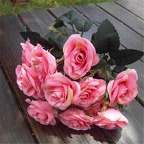 1 pc Rose Red 12Heads Artificial Rose Silk Leaf Flower Home