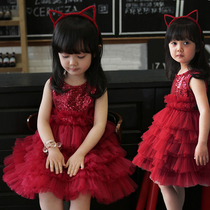 next sara2021 summer new girl dress sequined red dress dress show puffy princess dress