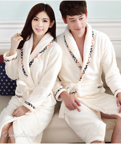  Flannel pajamas Couple nightgown Hotel warm bathrobes men and women winter thickened coral velvet spring and autumn long yukata