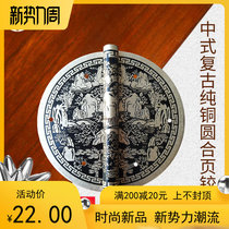 Chinese antique pure copper hinge hinge cabinet door top cabinet bookcase door round hinge Retro all copper mountain water copper hinge