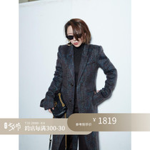 Z boss Monet oil painting Water corrugated three-color blend Mahew wool dovetail large coat with long flat shoulder jacket woman