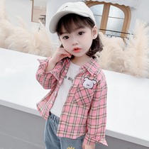 Girls long sleeve shirt spring and summer 2021 New thin childrens foreign style coat cotton baby spring and autumn plaid shirt