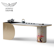 Italian light luxury desk Study bedroom computer desk Office tea making integrated tea table and chair combination High-end Chinese style