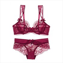 European and American lace ultra-thin bra suit Sexy bra Deep V Upper to Perspective No Sponge Big Code Lingerie Woman