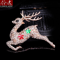 Brooch summer cute deer pin artificial crystal high-grade corsage narrowing neckline artifact Fanghua Ruoying