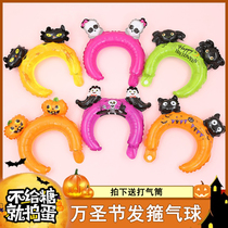 Cross-border new Halloween headband balloon pumpkin bat headdress balloon party supplies aluminum film balloon wholesale