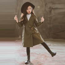 Girls windbreaker Mid-length Spring and Autumn 2021 New Childrens Coats Autumn Girls Korean version of foreign-style childrens clothing