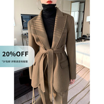 SOULKISS wool suit suit fashionable and beautiful beaded edge autumn and winter double-sided woolen collar and waist jacket spring