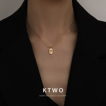 Korean fashion new kgold snake bone chain simple lucky 7 brand necklace female niche cold wind choker gift