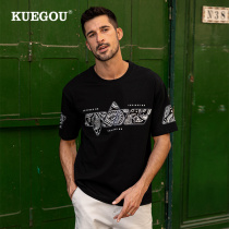 Special price] trendsetting men short sleeve T-shirt casual handsome and compassionate cashew nut floral printed blouse men 8966