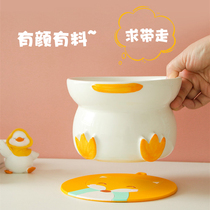  Cat bowl Ceramic protection cervical spine Cat food bowl Anti-tipping drinking water high-legged cat food bowl oblique mouth dog rice bowl Pet supplies