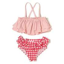 Export Japanese children cute lattice split bikini hot spring swimsuit girl split swimming small