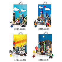 Penros city miniature mural building block puzzle assembly toy boy Childrens Day gift