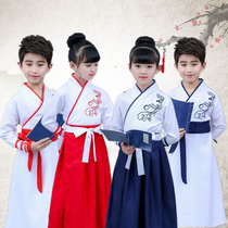 June 1 Childrens Day Performance Suit Han Suit Chinese Calligraphy Child Girl costume Primary School student Ancient Boy suit