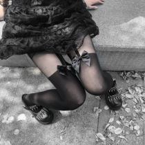 Broken bone Black Sweet Gothic bottom socks Dark Black Butterfly knot Semi-cylinder elastic pro-skin Pants Sexy Silk Stockings