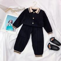 Girls sweater set 2020 new autumn and winter Western style net red baby autumn childrens fashionable knitted two-piece tide