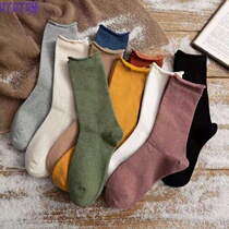 Socks female Korean version of long tube solid color pile socks Korean Chao ins ins Japanese wild student socks in long tube Academy style