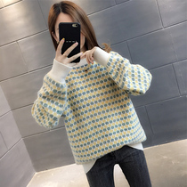 Early autumn dress low-neck sweater women 2021 New loose Korean version of the top Joker fashion outside wear bottoming sweater