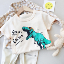 Korean children's short sleeve T-shirt boys girls cotton children's clothing dinosaurs boys boys Korean summer coat tide
