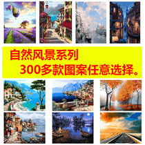 diy digital oil painting living room landscape flowers Handmade adult decompression diy coloring painting Hand-painted oil painting decorative painting